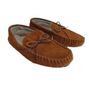 Minnetonka‎ Mens Brown Suede Wool Lined Slipper Moccasins